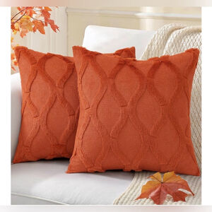 NEW Rust Orange Fall Throw Pillow Covers 18x18” Set of 2 Soft Home Decor